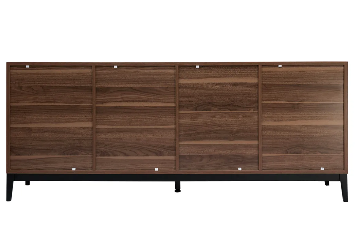Fashion Miliboo Aparador vintage con acabado de madera de nogal oscuro y metal negro con almacenaje 180 cm SARTO