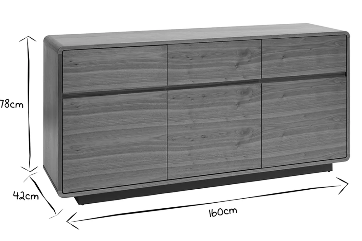 Cheap Miliboo Aparador vintage con acabado de nogal 160 cm JAKO