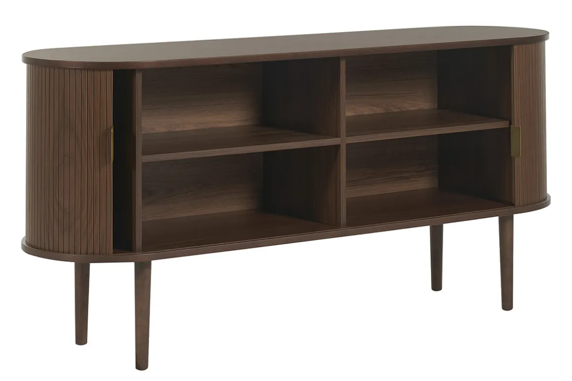 Best Sale Miliboo Aparador vintage de madera oscura con 2 puertas correderas 160 cm EPIC
