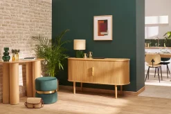 Best Sale Miliboo Aparador vintage de madera clara de roble con 2 puertas correderas 138 cm EPIC