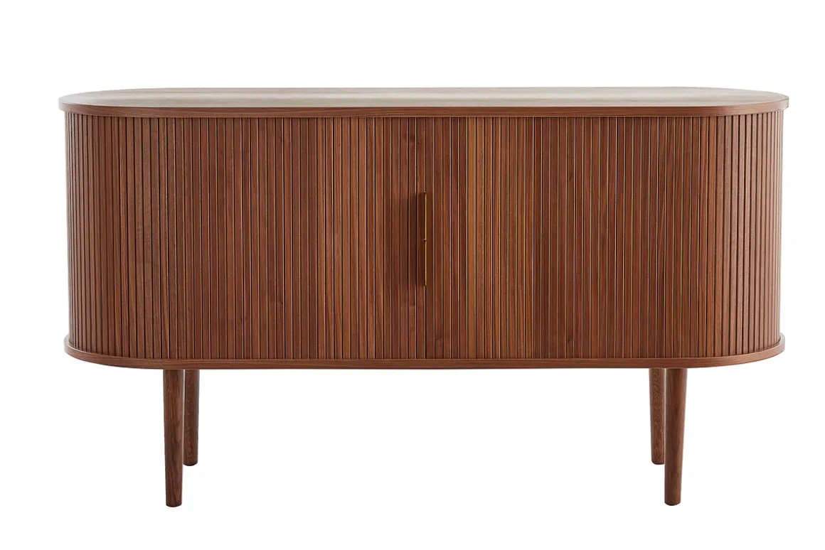 Clearance Miliboo Aparador vintage de madera oscura de nogal con 2 puertas correderas 138 cm EPIC