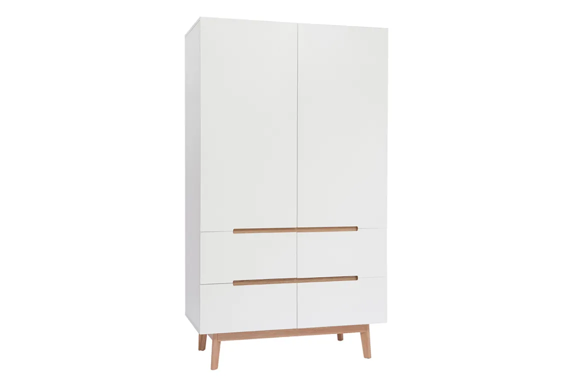 Outlet Miliboo Armario colgador nórdico blanco y madera clara KELMA