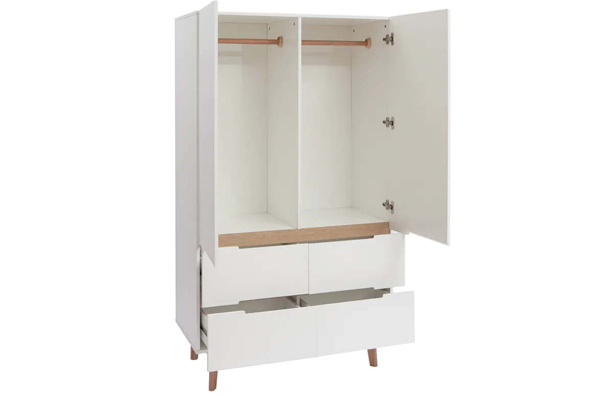 Outlet Miliboo Armario colgador nórdico blanco y madera clara KELMA