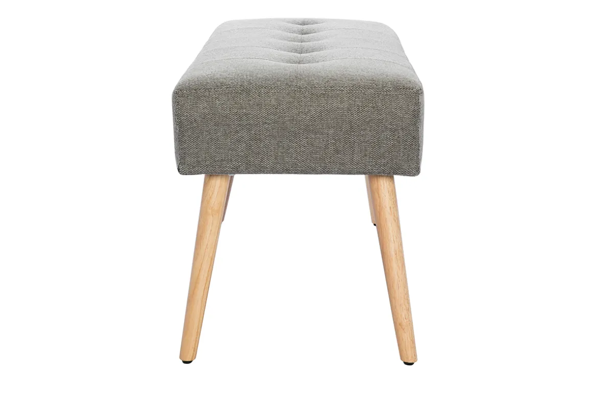 Outlet Miliboo Banco capitoné de tela efecto aterciopelado texturizado gris claro y madera clara 95 cm GUESTA