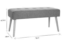 Outlet Miliboo Banco capitoné de tela efecto aterciopelado texturizado gris claro y madera clara 95 cm GUESTA