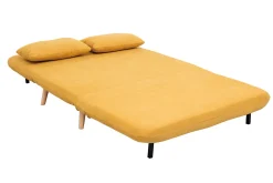 Fashion Miliboo Banco convertible 2 plazas en tejido efecto terciopelo amarillo mostaza AMIKO