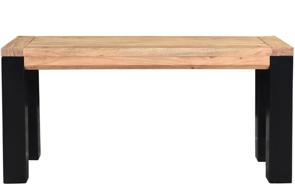 Best Sale Miliboo Banco de acacia maciza y metal negro 95 cm TRAP