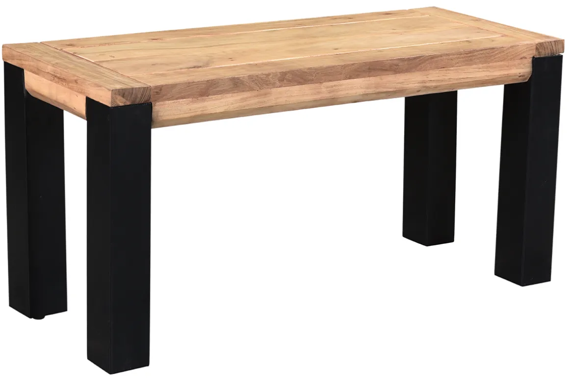 Best Sale Miliboo Banco de acacia maciza y metal negro 95 cm TRAP
