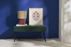 Clearance Miliboo Banco de diseño capitoné de terciopelo verde oscuro y metal negro 95 cm GUESTA