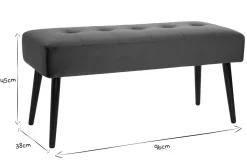 Hot Miliboo Banco de diseño capitoné de terciopelo azul noche y metal negro 95 cm GUESTA