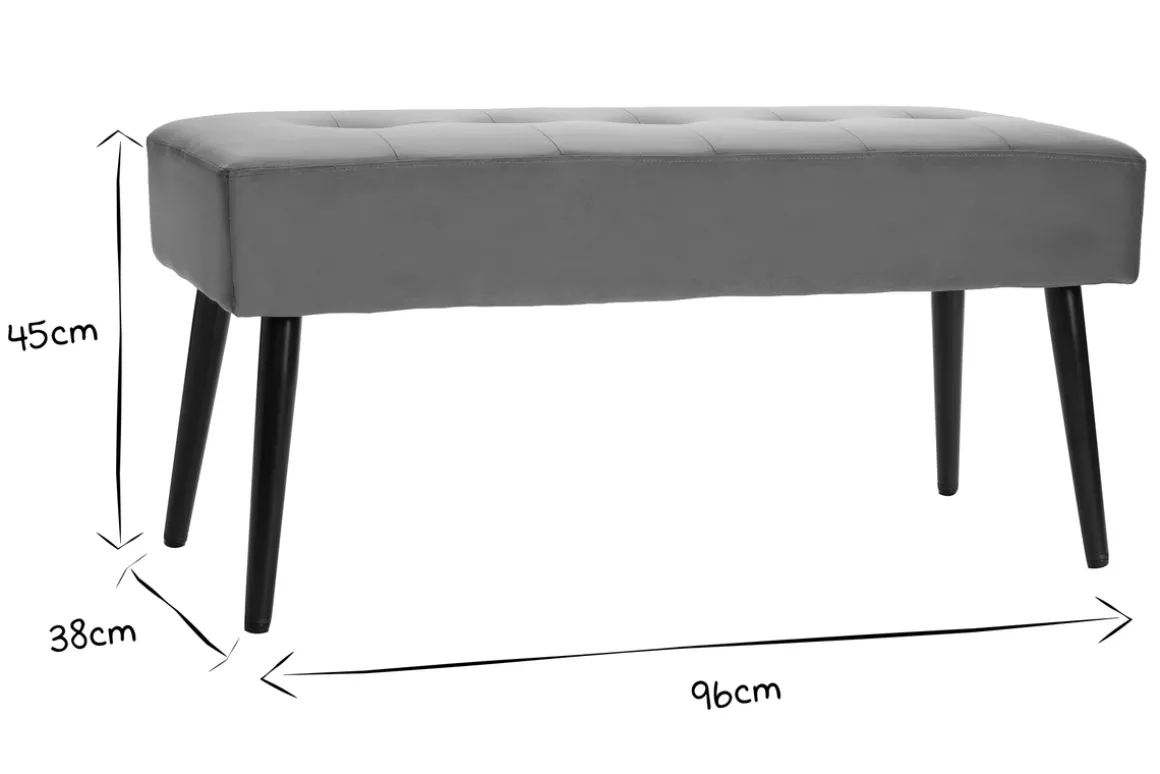 Discount Miliboo Banco de diseño capitoné de terciopelo color bronce y metal negro 95 cm GUESTA