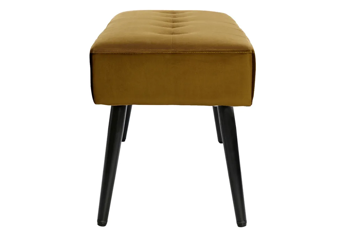 Discount Miliboo Banco de diseño capitoné de terciopelo color bronce y metal negro 95 cm GUESTA