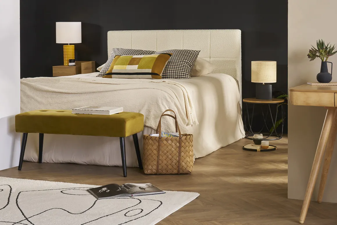 Discount Miliboo Banco de diseño capitoné de terciopelo color bronce y metal negro 95 cm GUESTA