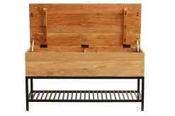 Shop Miliboo Banco de entrada de estilo industrial con espacio de almacenaje de acacia maciza y metal negro SORG