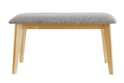 New Miliboo Banco de madera con tejido gris claro ELION