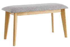New Miliboo Banco de madera con tejido gris claro ELION
