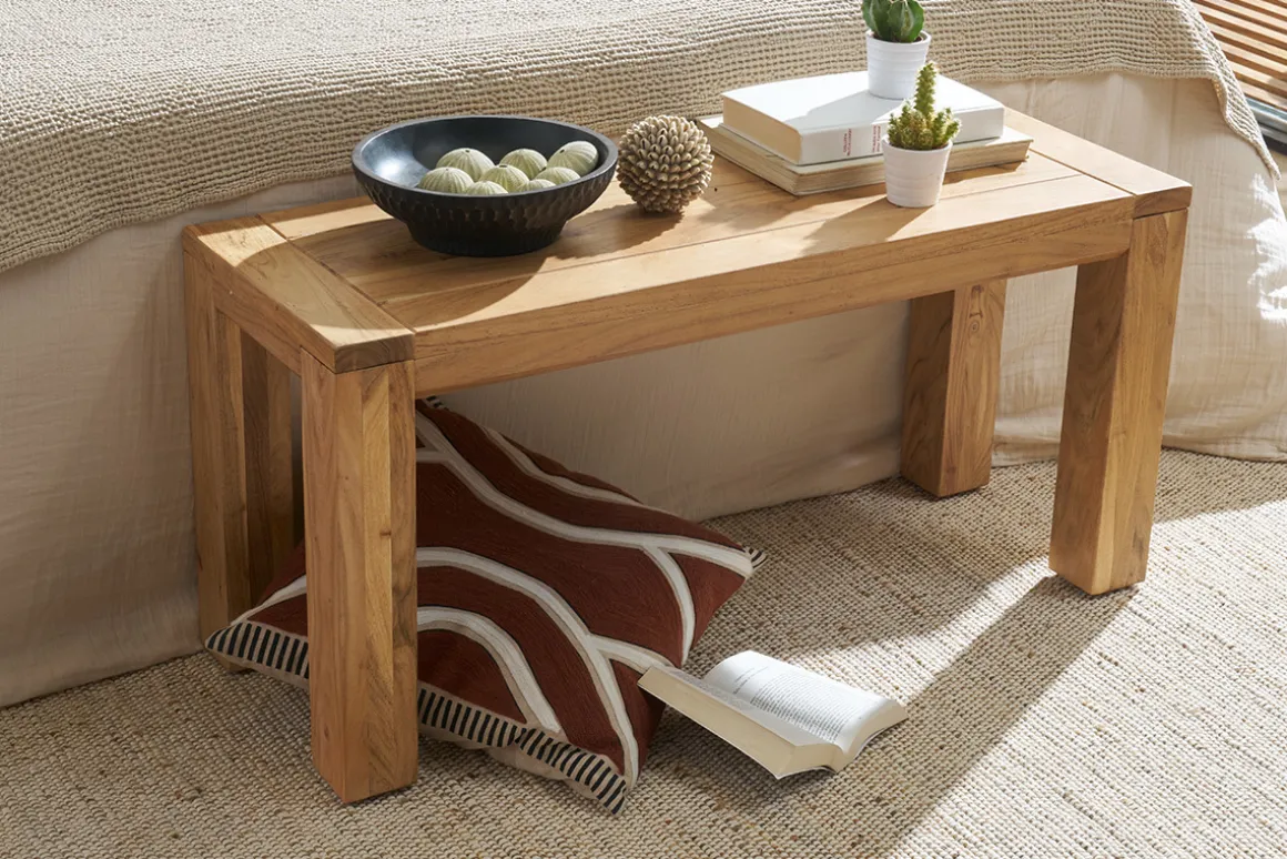 Fashion Miliboo Banco de madera de acacia maciza 95 cm BALTO