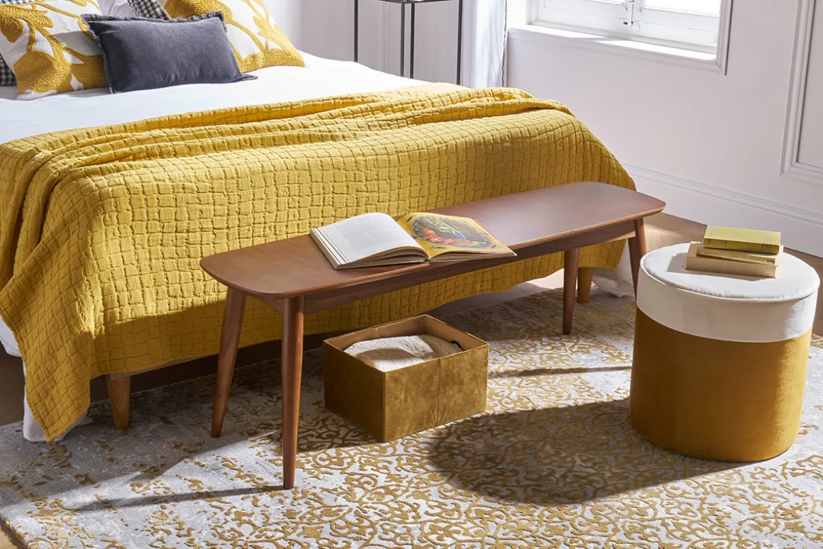 New Miliboo Banco vintage de nogal de 130 cm de altura NORDECO