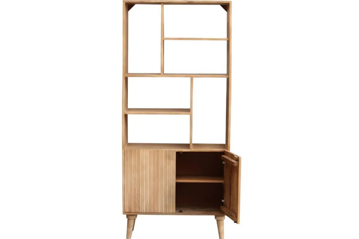Cheap Miliboo Biblioteca en mango con 2 puertas grabadas RUBIA