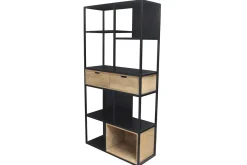 New Miliboo Biblioteca en metal negro y mango macizo JAIPUR