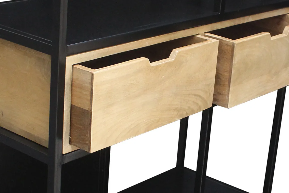 New Miliboo Biblioteca en metal negro y mango macizo JAIPUR