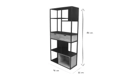 New Miliboo Biblioteca en metal negro y mango macizo JAIPUR