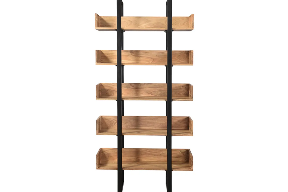 Sale Miliboo Biblioteca industrial acacia y metal negro L90 cm TAO