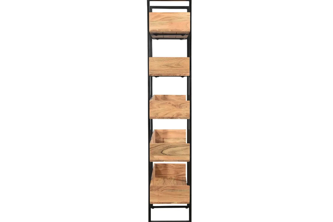 Sale Miliboo Biblioteca industrial acacia y metal negro L90 cm TAO
