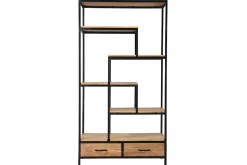 Clearance Miliboo Biblioteca industrial en acacia y metal negro L90 cm JASPE