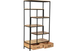 Clearance Miliboo Biblioteca industrial en acacia y metal negro L90 cm JASPE