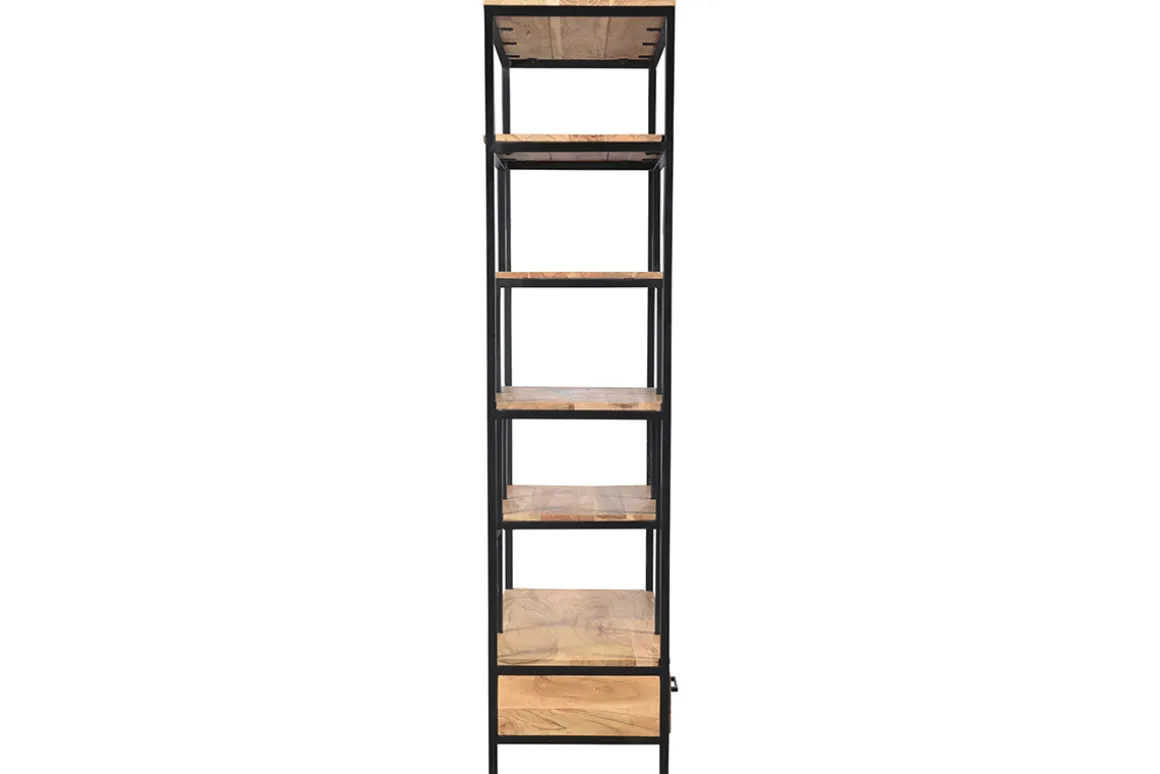 Clearance Miliboo Biblioteca industrial en acacia y metal negro L90 cm JASPE