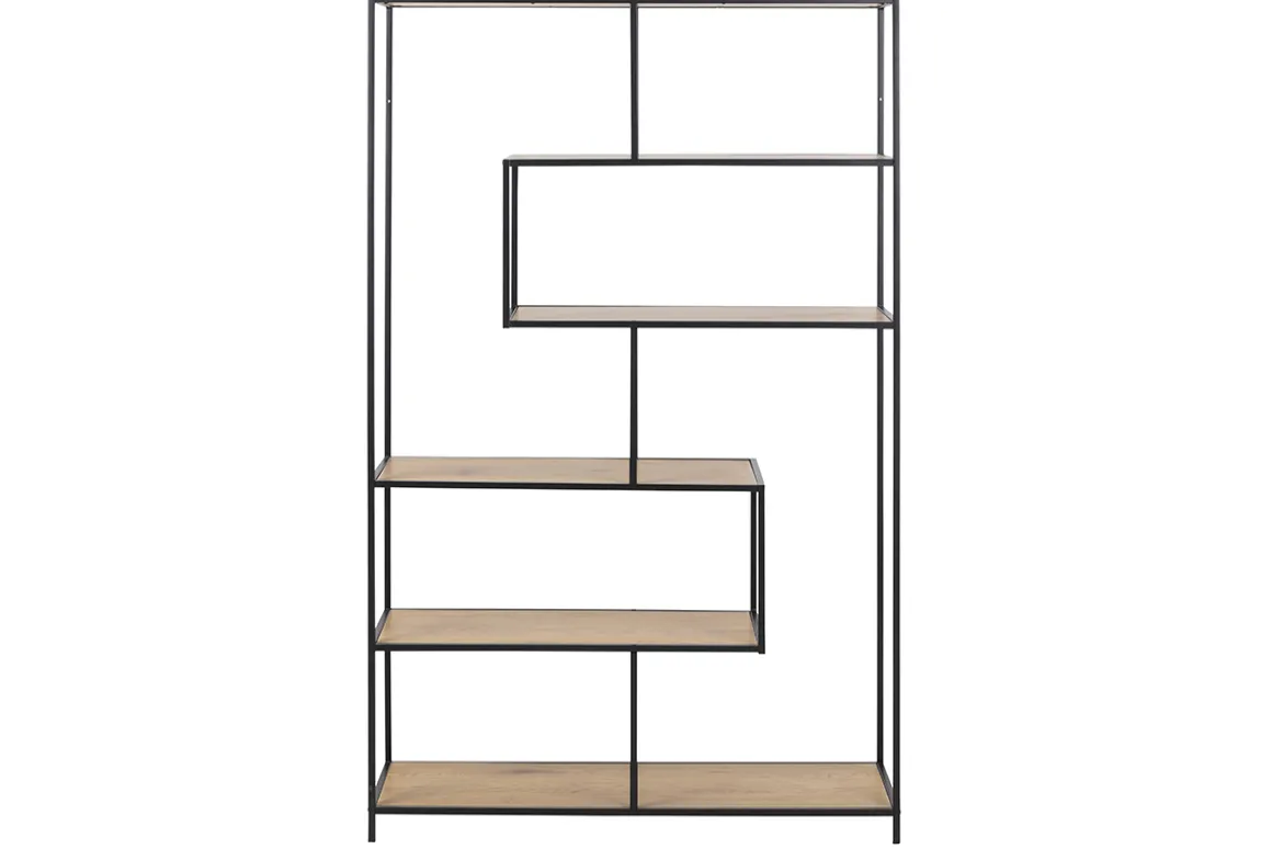 Sale Miliboo Biblioteca industrial metal negro y madera L114 cm TRESCA