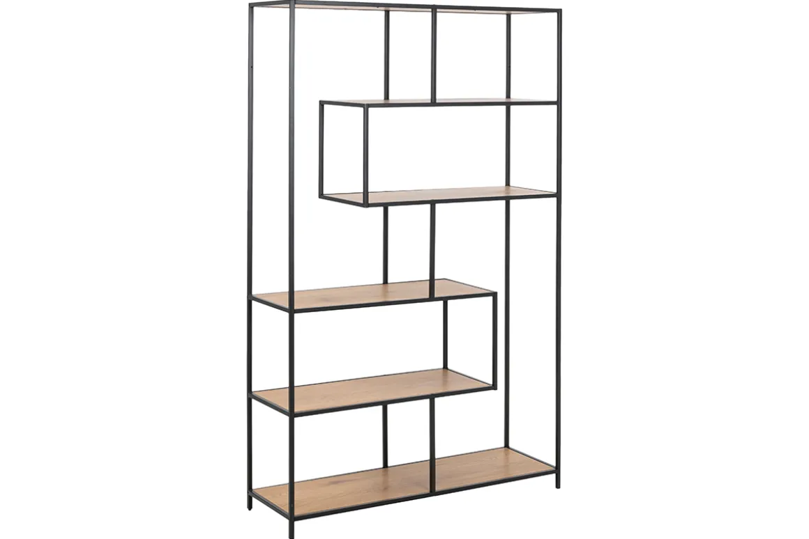 Sale Miliboo Biblioteca industrial metal negro y madera L114 cm TRESCA