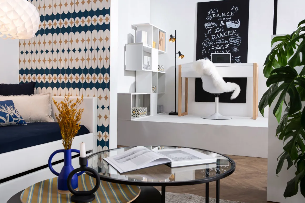 Discount Miliboo Biblioteca separador blanco lacado brillante A147 cm COMO