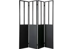Flash Sale Miliboo Biombo 4 paneles en metal negro y cristal RACK
