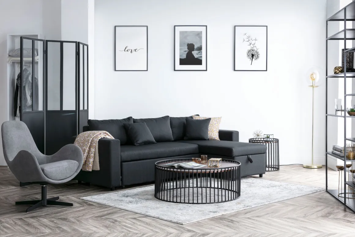 Best Miliboo Biombo en metal negro y cristal 3 paneles RACK