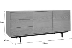 Best Sale Miliboo Buffet vintage acabado en roble de 2 puertas 3 cajones L160 cm MANNY
