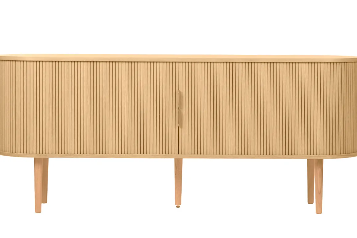 Flash Sale Miliboo Buffet vintage madera clara de roble con almacenamiento 2 puertas correderas L180 cm EPIC