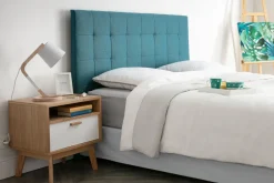 New Miliboo Cabecero capitoné en tejido azul petróleo 140 cm HALCIONA