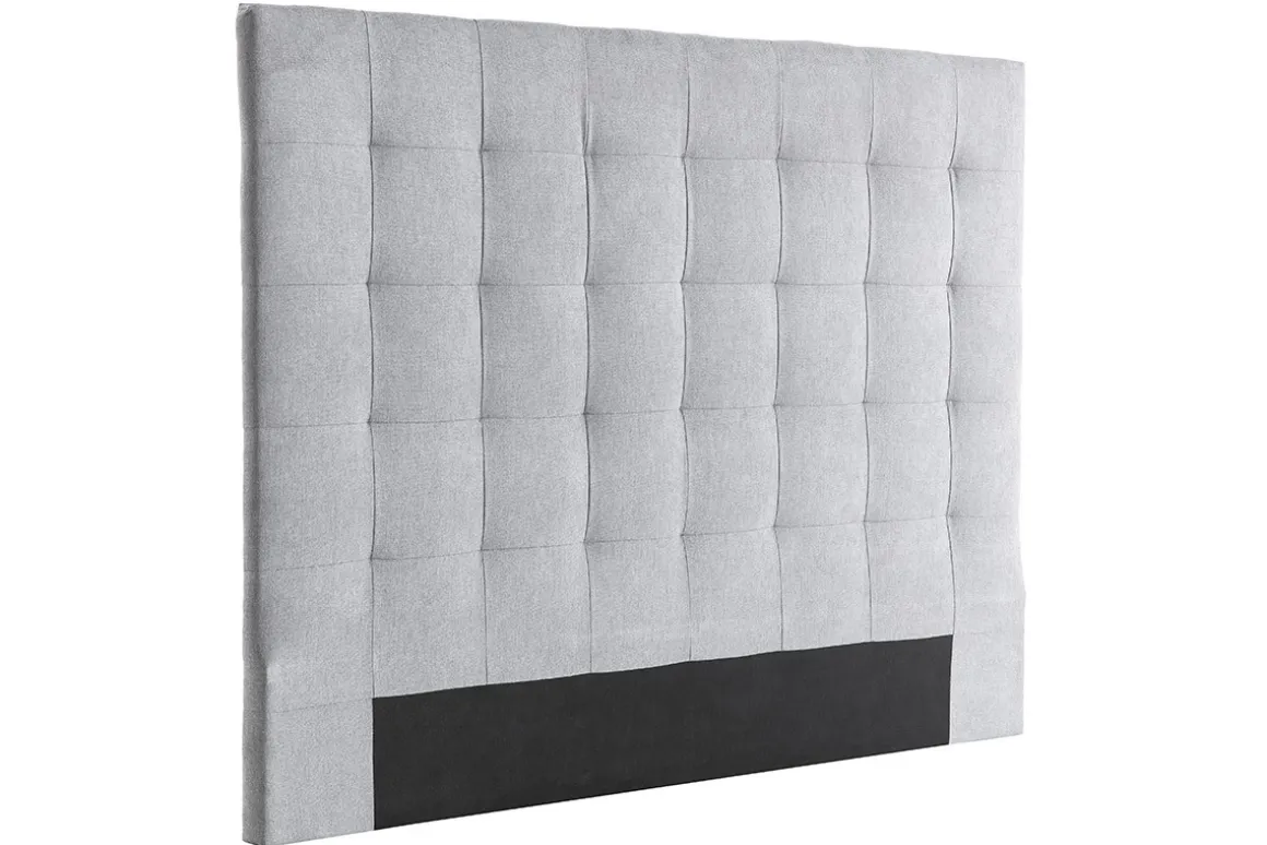 Fashion Miliboo Cabecero capitoné en tejido gris 140 cm HALCIONA