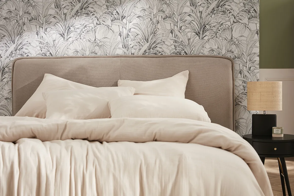 Online Miliboo Cabecero de cama de tela efecto aterciopelado natural 175 cm MARCIA