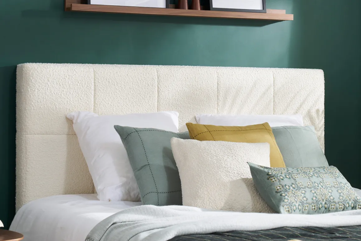 Online Miliboo Cabecero de cama efecto borreguillo blanco 160 cm CLOVIS