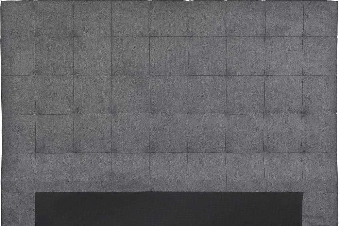 Online Miliboo Cabecero de cama en tela acolchada gris antracita 180 cm HALCIONA