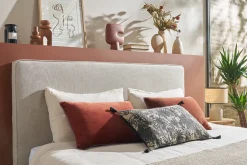 Clearance Miliboo Cabecero de cama para colgar de tela efecto aterciopelado gris 180 cm LILY