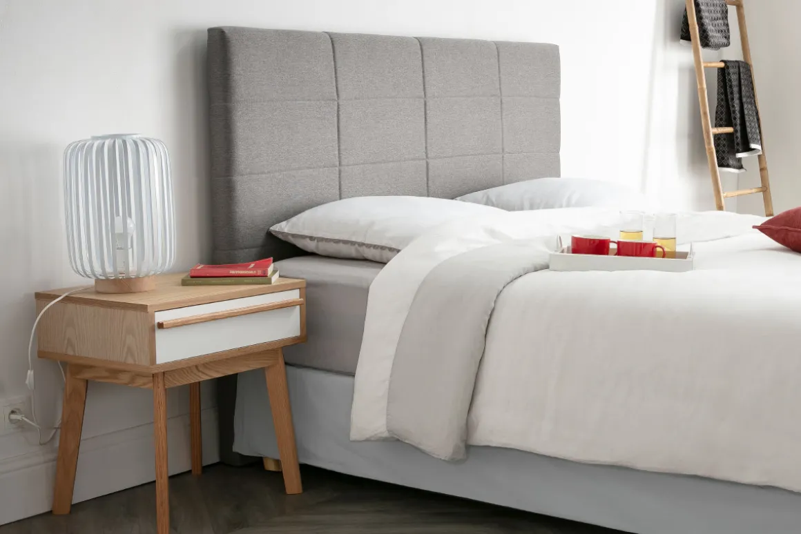 Best Sale Miliboo Cabecero moderno en tejido beige natural 160 cm ANATOLE