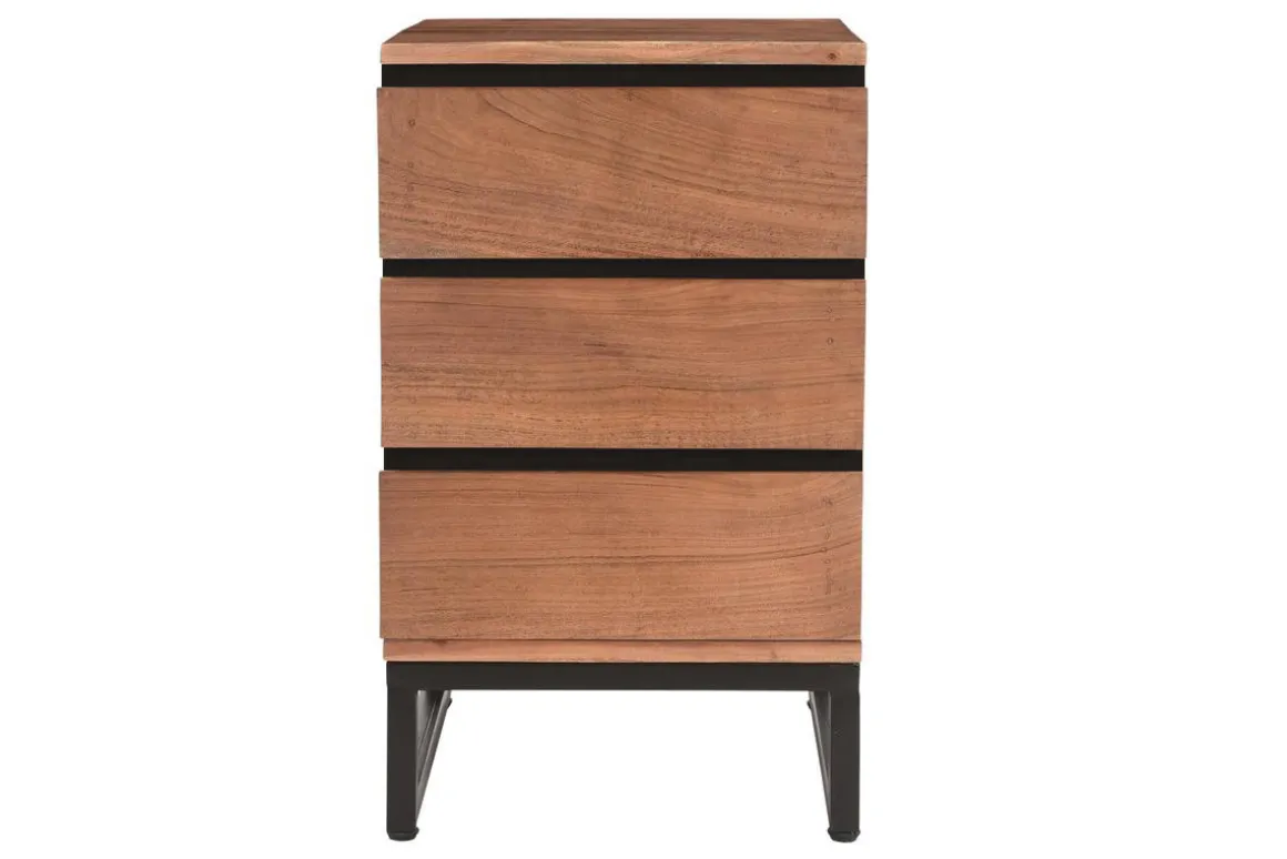 Best Miliboo Cajonera de escritorio con 3 cajones de acacia maciza y metal HOORN