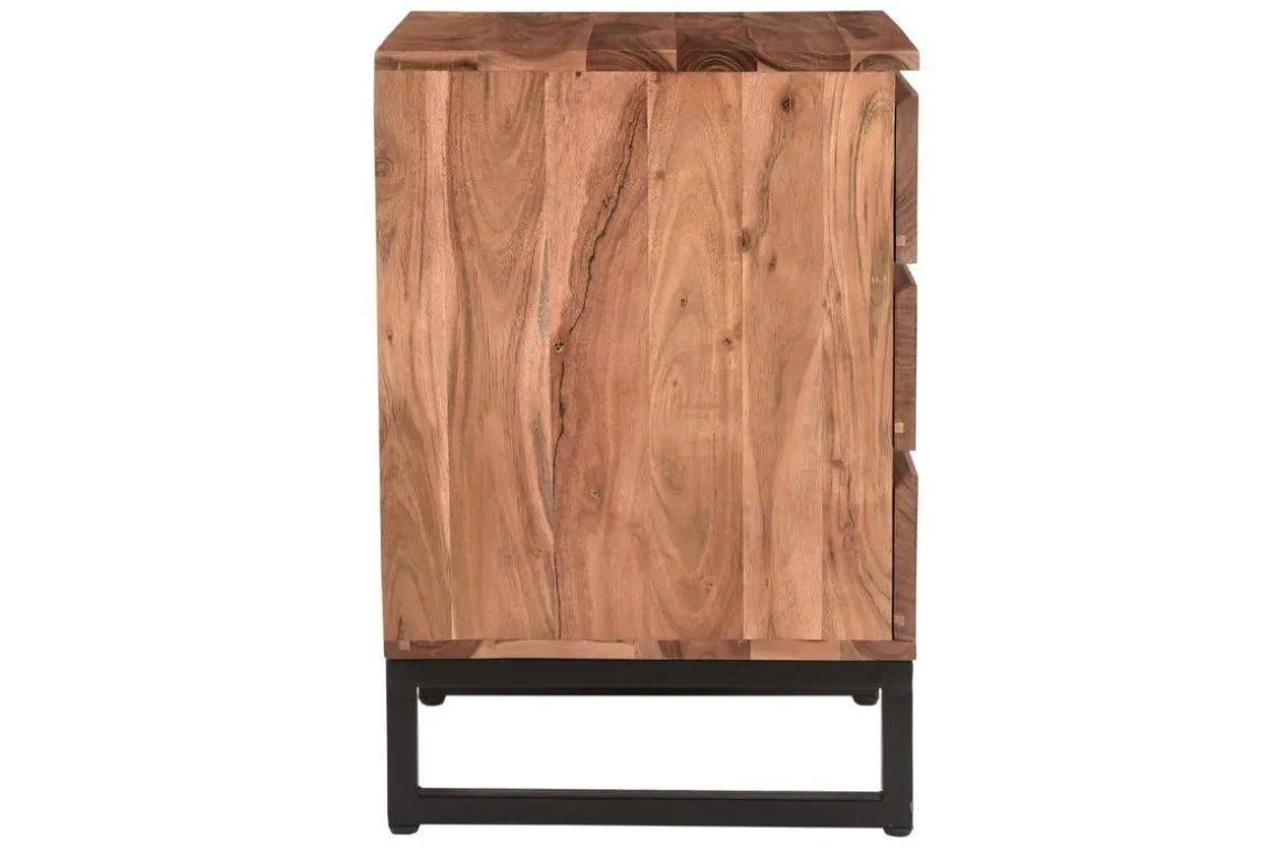 Best Miliboo Cajonera de escritorio con 3 cajones de acacia maciza y metal HOORN
