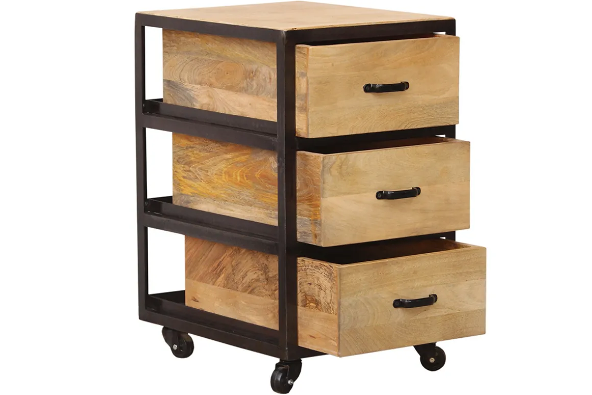 Online Miliboo Cajonera de escritorio industrial madera maciza INDUSTRIA