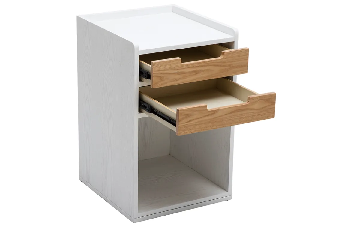 Clearance Miliboo Cajonera de escritorio nórdico blanco y madera OPUS
