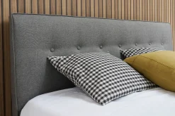 Online Miliboo Cama 2 plazas 160 x 200 cm con cabecero de cama de tela gris claro LEONCE